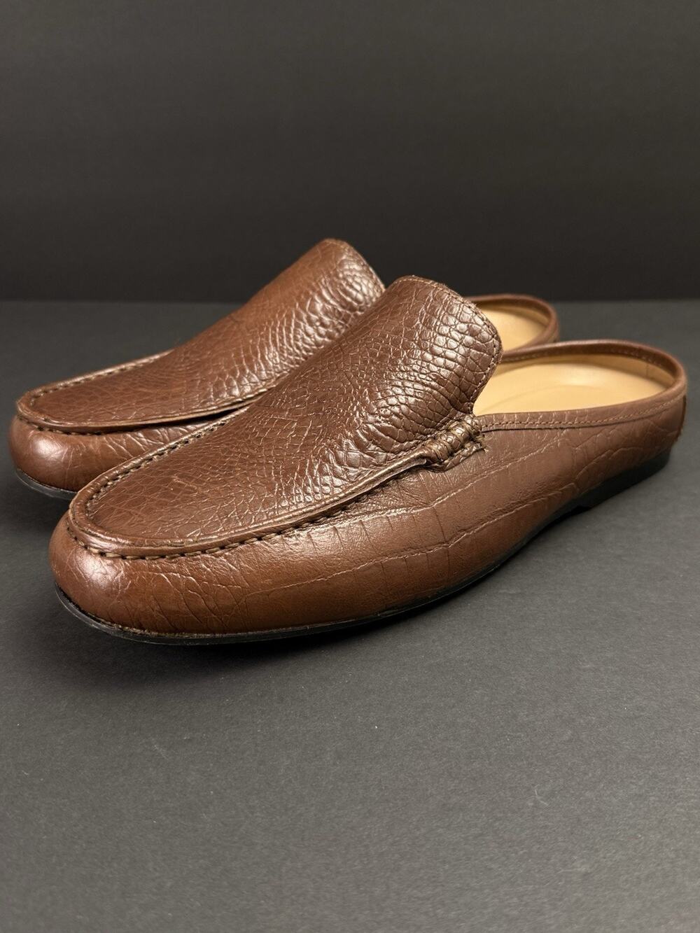 Carlos Santana Cronos Alligator Mule Men’s US 7D EU 40 Brown Leather Slip-On